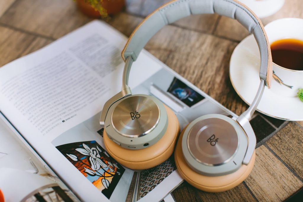 headphones on a desk